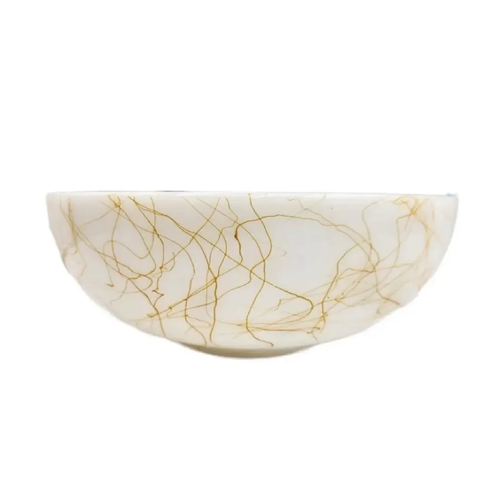 Mid Century Butterscotch Hazel Atlas Drizzle Serving Bowl Milk Glass 1950s